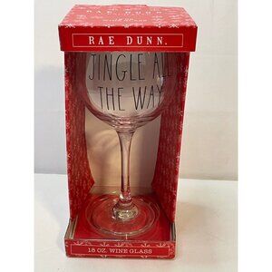Rae Dunn 18 oz tall Wine Glass Jingle all Way Christmas Enchante clear new